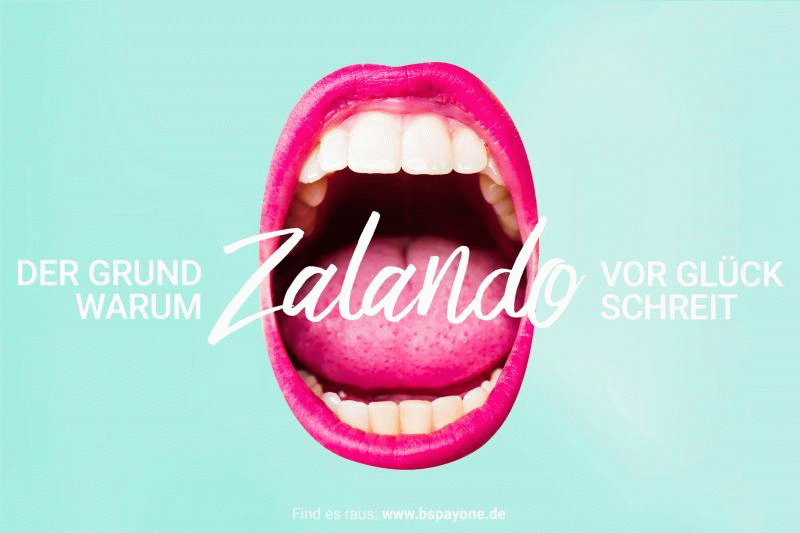 Werbeanzeigen für den Kunden Payone im Wechsel mit grellen Neonfarben. 